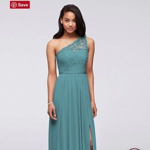 One Shoulder Lace Bridesmaid Dress (Davids Bridal)